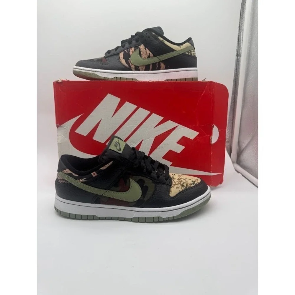 Nike Dunk Low SE Oil Green Camo DH0957-001 Mens 9.5 Black Green White W/Box